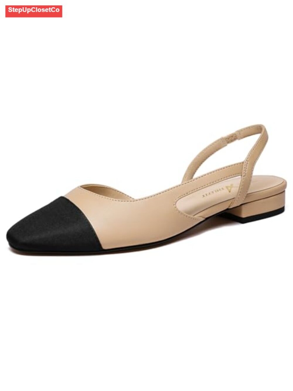 Square Pointed Toe Slingback Flats Wedding Pumps with Cushioned Insole